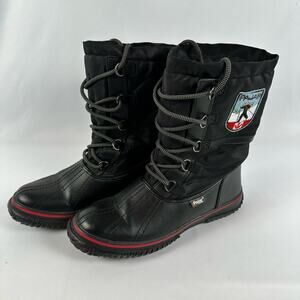 Pajar Womens 8-8.5 Black Fur Lined Leather Upper Lace-up Snow Boots